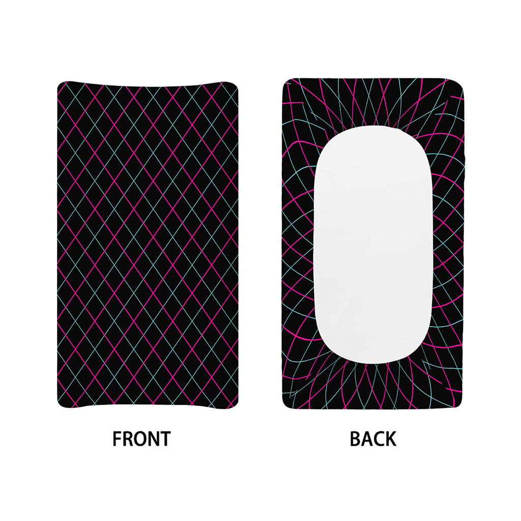 Black Pink And Blue Argyle Pattern Print Changing Pad Cover