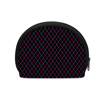 Black Pink And Blue Argyle Pattern Print Coin Purse