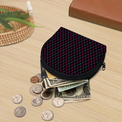 Black Pink And Blue Argyle Pattern Print Coin Purse