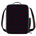 Black Pink And Blue Argyle Pattern Print Crossbody Lunch Bag