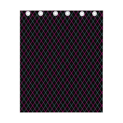 Black Pink And Blue Argyle Pattern Print Curtain
