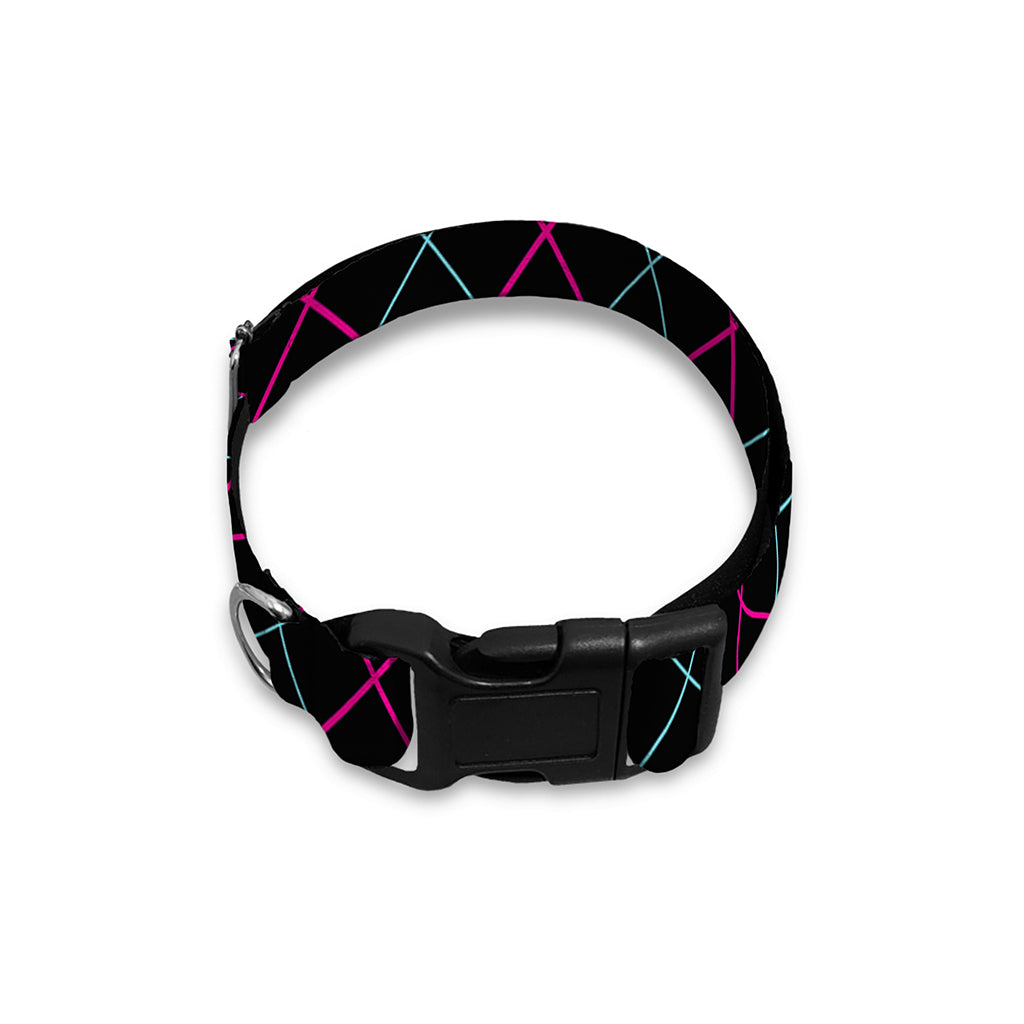 Black Pink And Blue Argyle Pattern Print Dog Collar