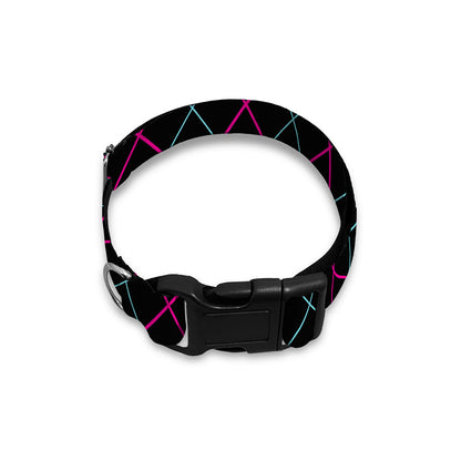 Black Pink And Blue Argyle Pattern Print Dog Collar