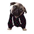 Black Pink And Blue Argyle Pattern Print Dog Zip Up Hoodie