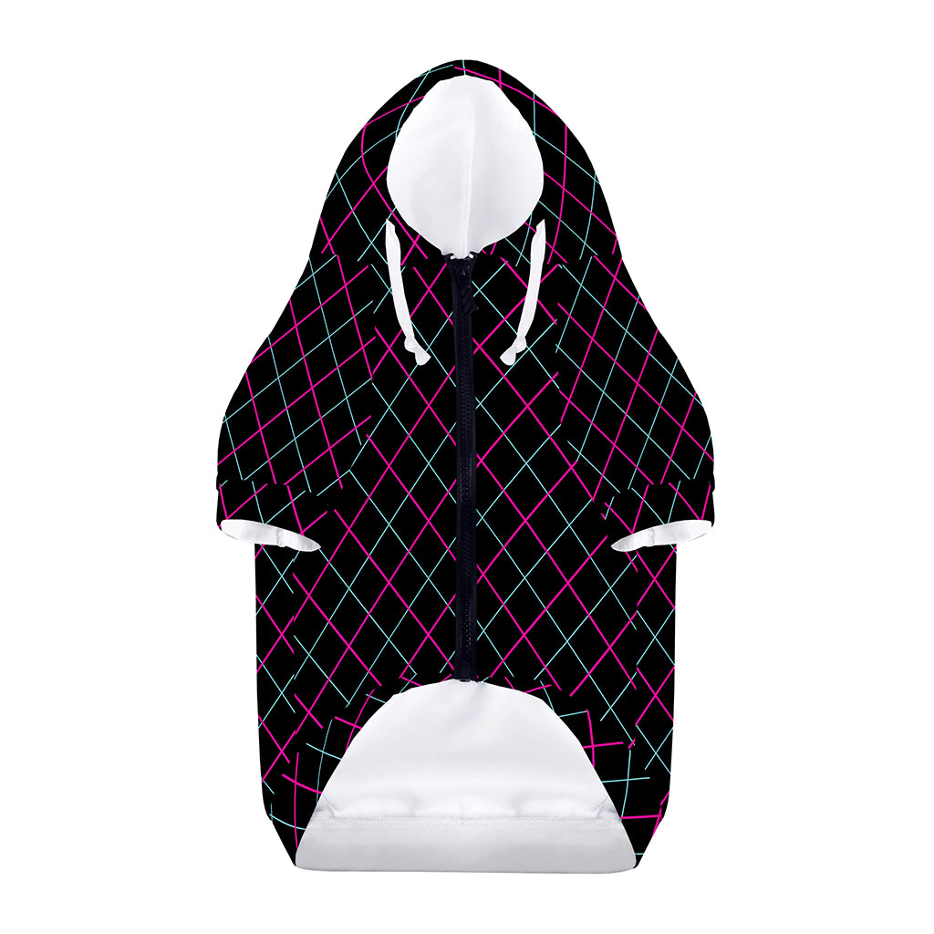 Black Pink And Blue Argyle Pattern Print Dog Zip Up Hoodie