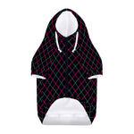 Black Pink And Blue Argyle Pattern Print Dog Zip Up Hoodie