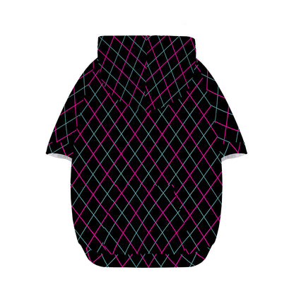 Black Pink And Blue Argyle Pattern Print Dog Zip Up Hoodie