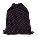 Black Pink And Blue Argyle Pattern Print Drawstring Bag