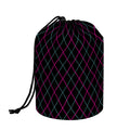 Black Pink And Blue Argyle Pattern Print Drawstring Makeup Bag