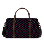 Black Pink And Blue Argyle Pattern Print Duffle Bag