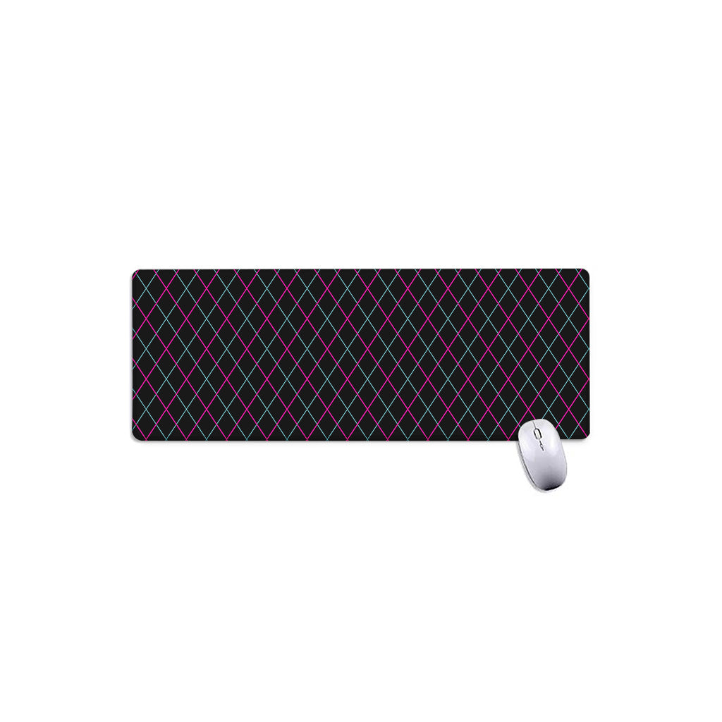 Black Pink And Blue Argyle Pattern Print Extended Mouse Pad