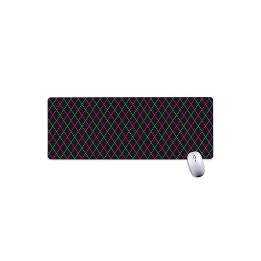 Black Pink And Blue Argyle Pattern Print Extended Mouse Pad