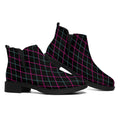Black Pink And Blue Argyle Pattern Print Flat Ankle Boots