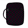 Black Pink And Blue Argyle Pattern Print Front Pocket Bible Bag