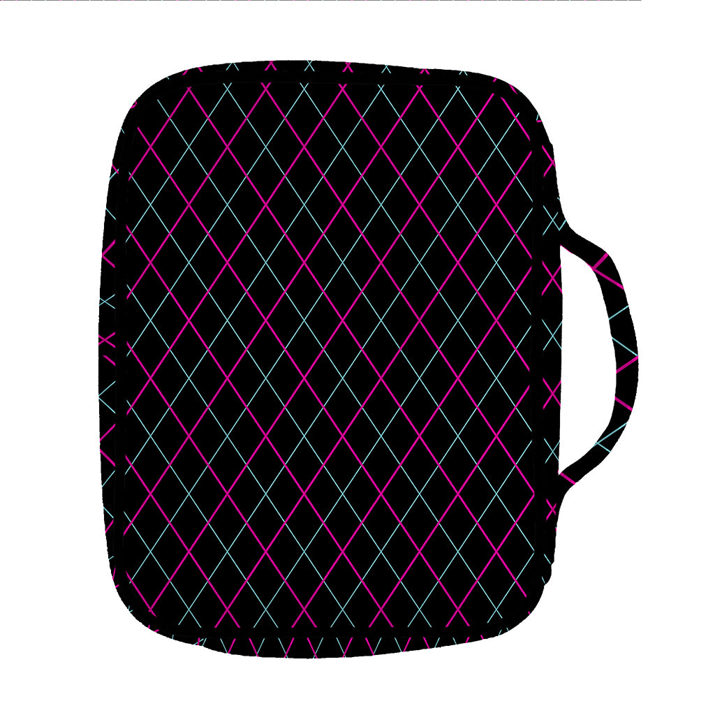 Black Pink And Blue Argyle Pattern Print Front Pocket Bible Bag
