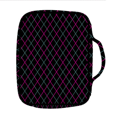 Black Pink And Blue Argyle Pattern Print Front Pocket Bible Bag
