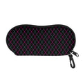 Black Pink And Blue Argyle Pattern Print Glasses Case