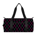 Black Pink And Blue Argyle Pattern Print Gym Bag