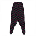 Black Pink And Blue Argyle Pattern Print Hammer Pants