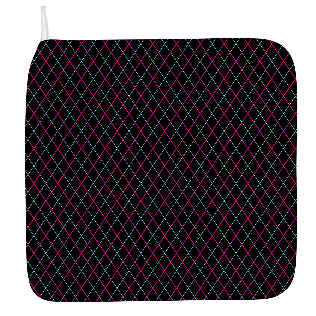 Black Pink And Blue Argyle Pattern Print Hand Towel