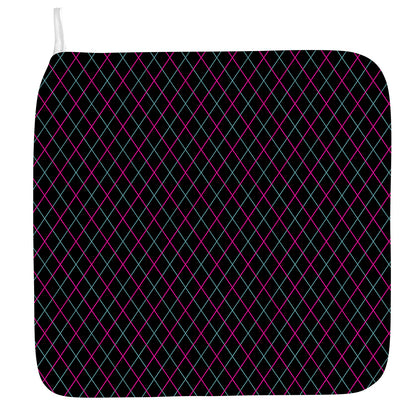 Black Pink And Blue Argyle Pattern Print Hand Towel