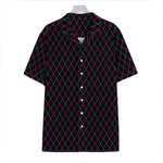 Black Pink And Blue Argyle Pattern Print Hawaiian Shirt