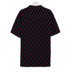 Black Pink And Blue Argyle Pattern Print Hawaiian Shirt