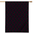 Black Pink And Blue Argyle Pattern Print House Flag