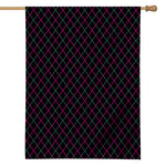 Black Pink And Blue Argyle Pattern Print House Flag