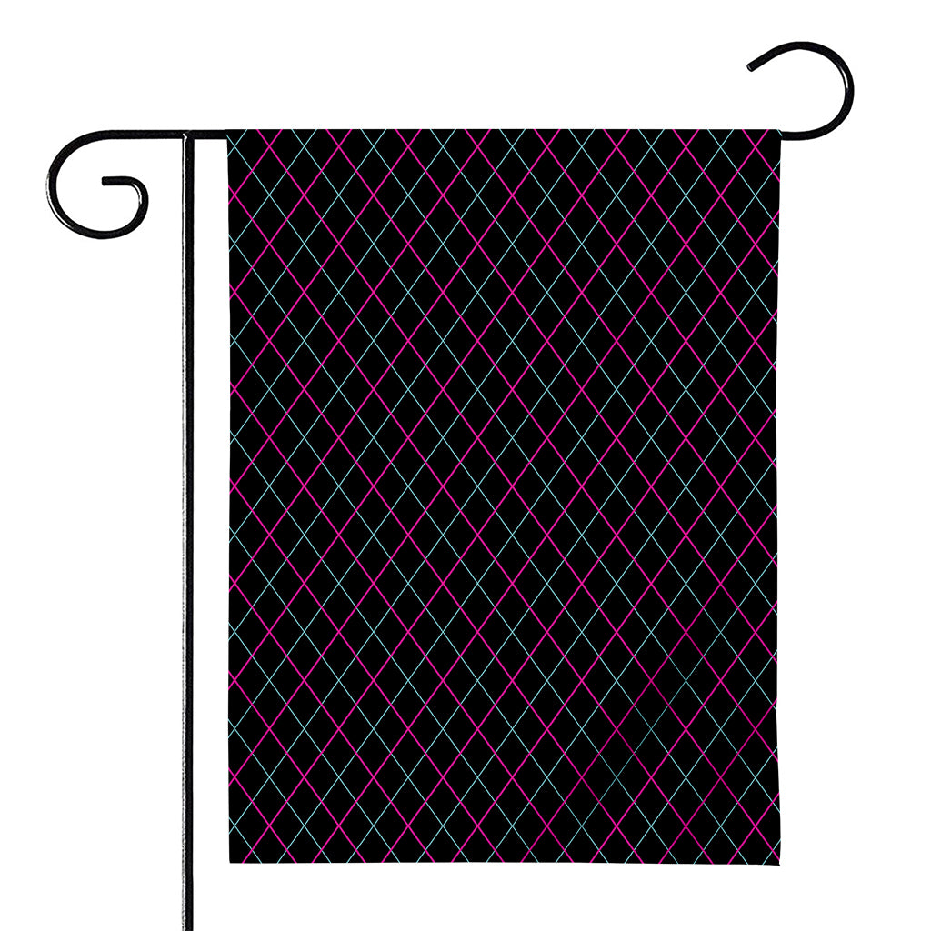 Black Pink And Blue Argyle Pattern Print House Flag