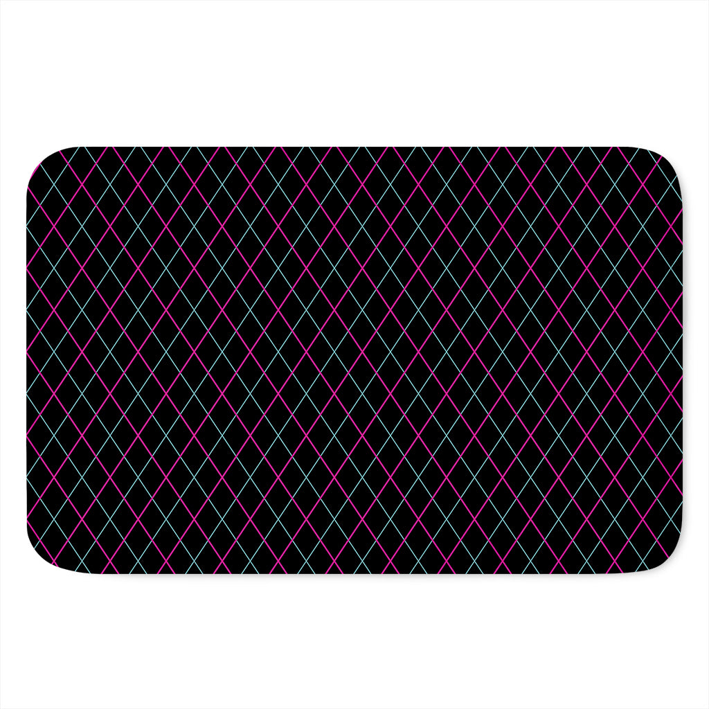 Black Pink And Blue Argyle Pattern Print Indoor Door Mat