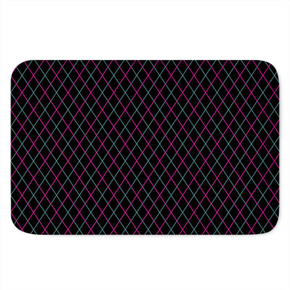 Black Pink And Blue Argyle Pattern Print Indoor Door Mat