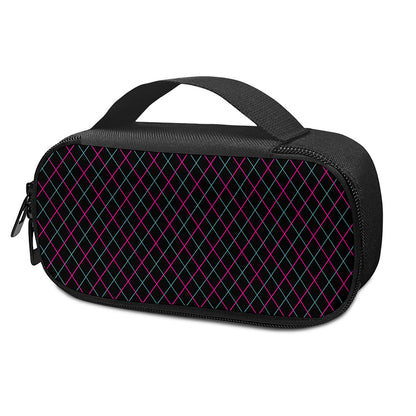 Black Pink And Blue Argyle Pattern Print Insulin Cooler Travel Case