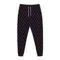 Black Pink And Blue Argyle Pattern Print Jogger Pants