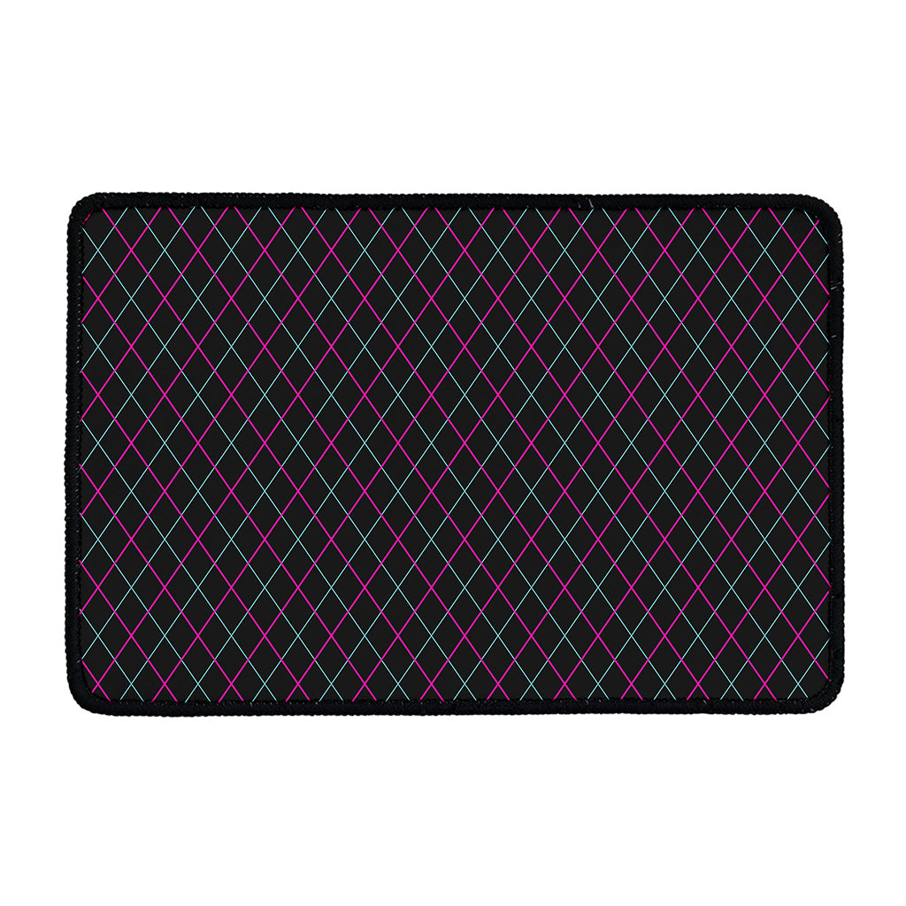 Black Pink And Blue Argyle Pattern Print Kitchen Mat