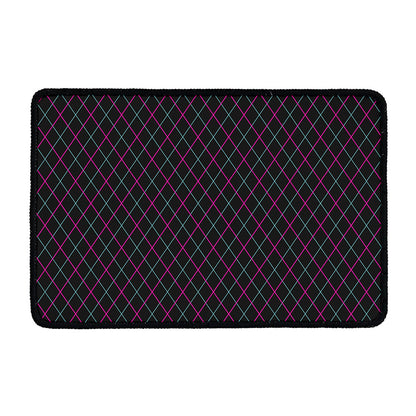 Black Pink And Blue Argyle Pattern Print Kitchen Mat