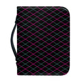 Black Pink And Blue Argyle Pattern Print Leather Bible Cover