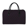 Black Pink And Blue Argyle Pattern Print Leather Duffel Bag