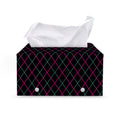 Black Pink And Blue Argyle Pattern Print Leather Tissue Box Cover