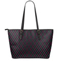 Black Pink And Blue Argyle Pattern Print Leather Tote Bag With Zipper