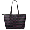 Black Pink And Blue Argyle Pattern Print Leather Tote Bag