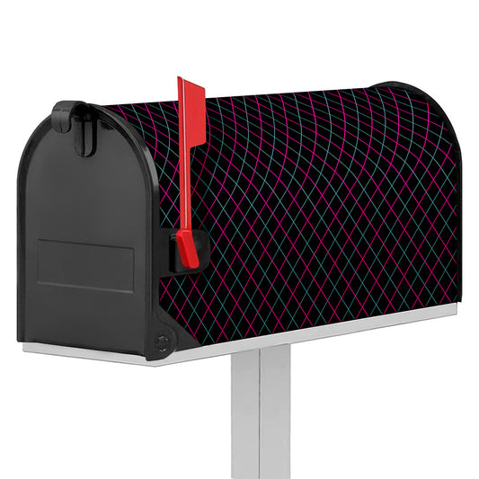 Black Pink And Blue Argyle Pattern Print Mailbox Cover
