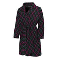 Black Pink And Blue Argyle Pattern Print Men's Bathrobe