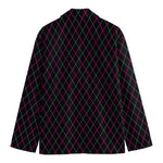 Black Pink And Blue Argyle Pattern Print Men's Blazer