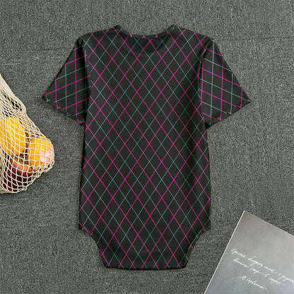 Black Pink And Blue Argyle Pattern Print Men's Bodysuit