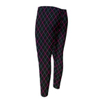 Black Pink And Blue Argyle Pattern Print Men's Compression Pants