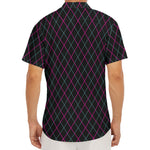 Black Pink And Blue Argyle Pattern Print Men's Deep V-Neck Shirt