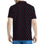Black Pink And Blue Argyle Pattern Print Men's Polo Shirt