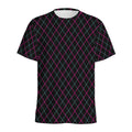 Black Pink And Blue Argyle Pattern Print Men's Athletic T-Shirt