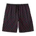 Black Pink And Blue Argyle Pattern Print Men's Swim Trunks